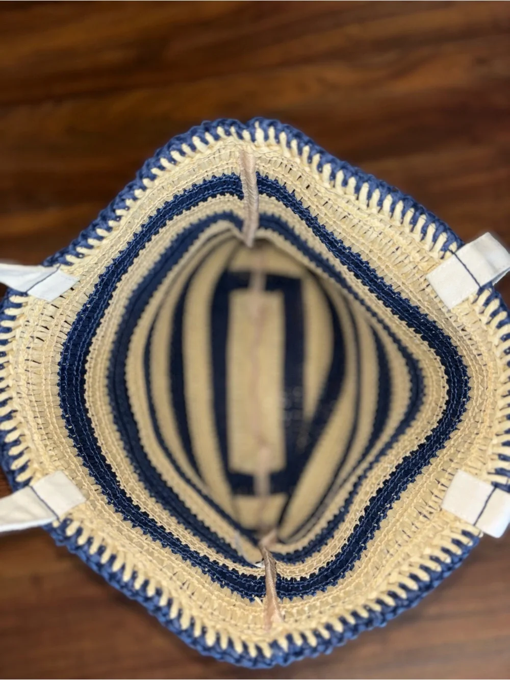 Target Navy and Cream Striped Crochet Tote